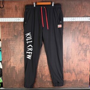 Kill Crew BJJ Nylon Jogger‎ Pants American Flag Logo Athletic Gym Mens 2XL Black